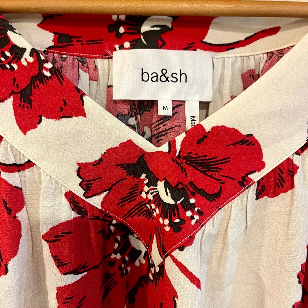 ba&sh Red Floral Cream Blouse - Picture 2 of 4